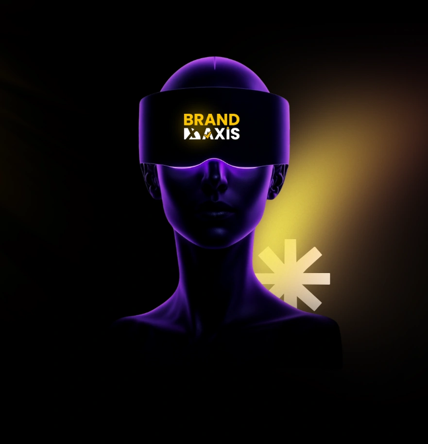 Brand Axis’s futuristic portrait wearing a branded visor
